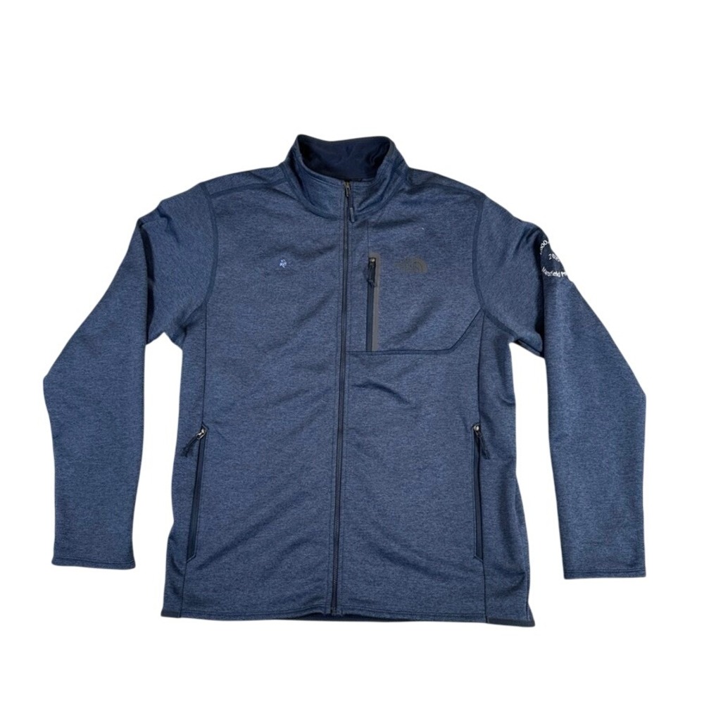 The North Face Mens Full Zip Fleece Jacket Navy Blue Heather Mansfield Proud XL